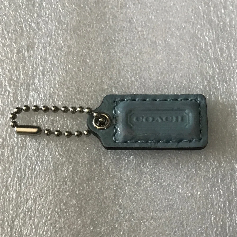 Coach Light Blue Leather Bag Tag/Hang Tag (1.5” x .75”)
